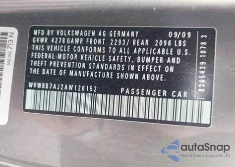 2010 Volkswagen Golf 2-Door from USA, damaged, VIN WVWBB7AJ2AW126152